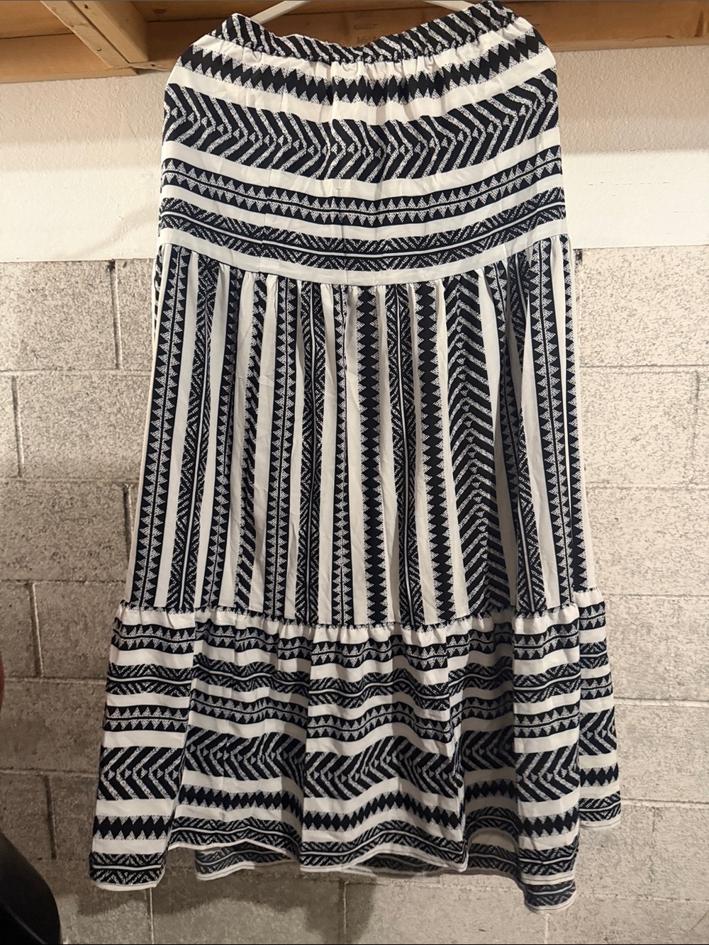 Black & White Patterned Tiered Maxi Skirt